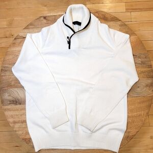 Sean John Ivory Turtleneck Sweater with Dark Accent